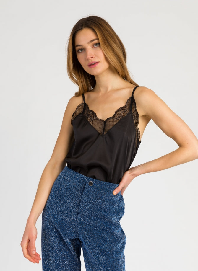SATIN AND LACE ADELIMA TOP | Top