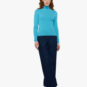 Cashmere Rollkragen Langarmpulli in hellblau